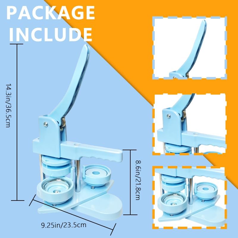 DCBADGE Button Maker Machine, Button Pin Maker (3rd Gen) Installation-Free DIY, Button Press Machine Kit with Free Button Parts&Circle Cutter&Wrench Gadget (Light Blue, 58mm（2.25in）) - Image 5